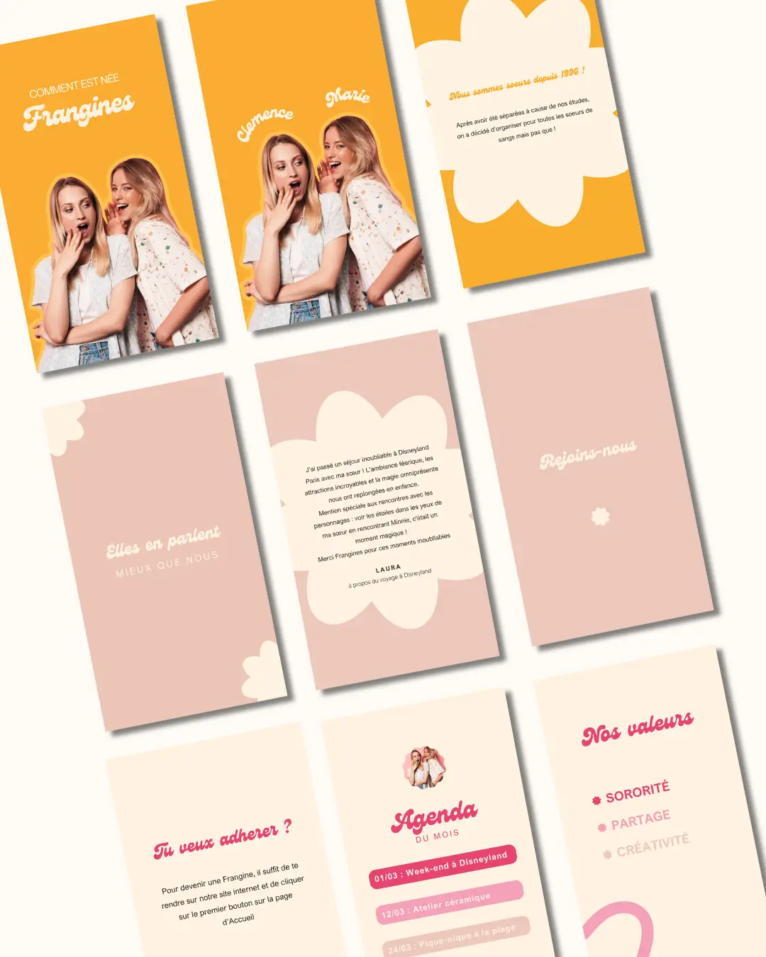 Projet fictif Frangines - stories Instagram